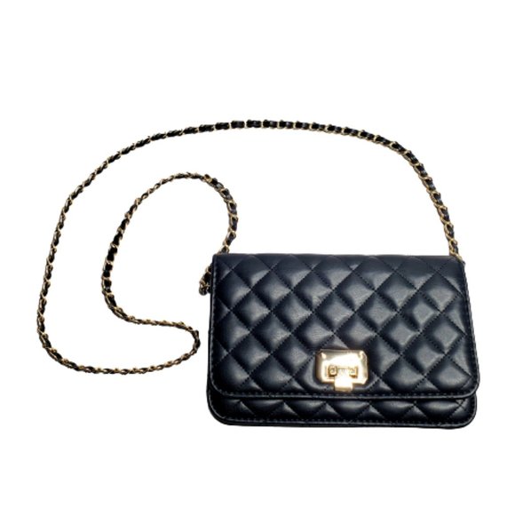 Women Black Quilted Purse Clutch Small Crossbody Shoulder Bag with Chain Strap. - Picture 2 of 10
